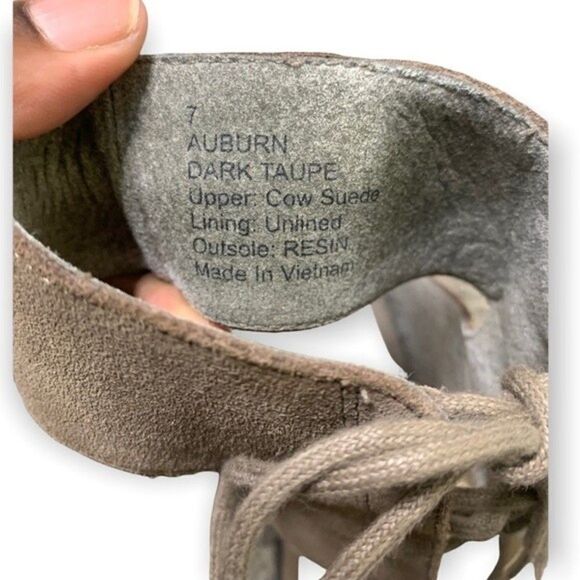Sole Society Heels Women’s Size 7 Suede Lace Up Block Sandals in Dark Taupe - Picture 9 of 12